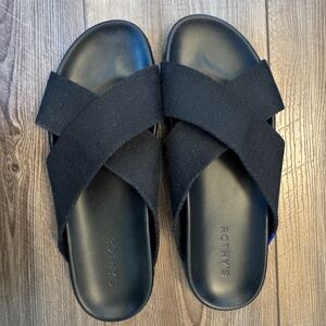 Rothy's The Weekend Black Criss-Cross Slides